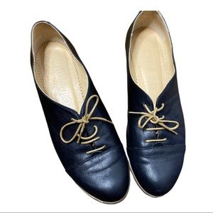 JULIA BO BLACK WOOD HEEL OXFORDS